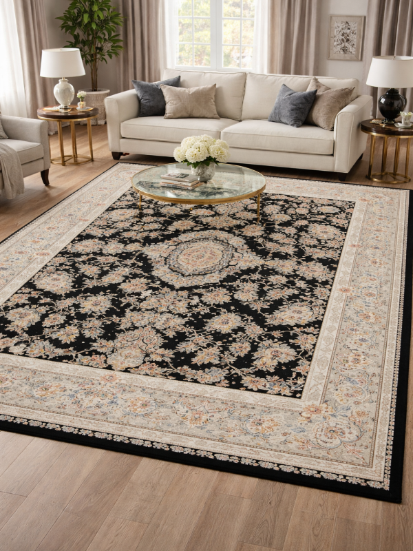 afshan sanam design – persian machine made rug | 7'×10'| navy blue afshan sanam design – persian machine made rug | 7'×10'| navy blue