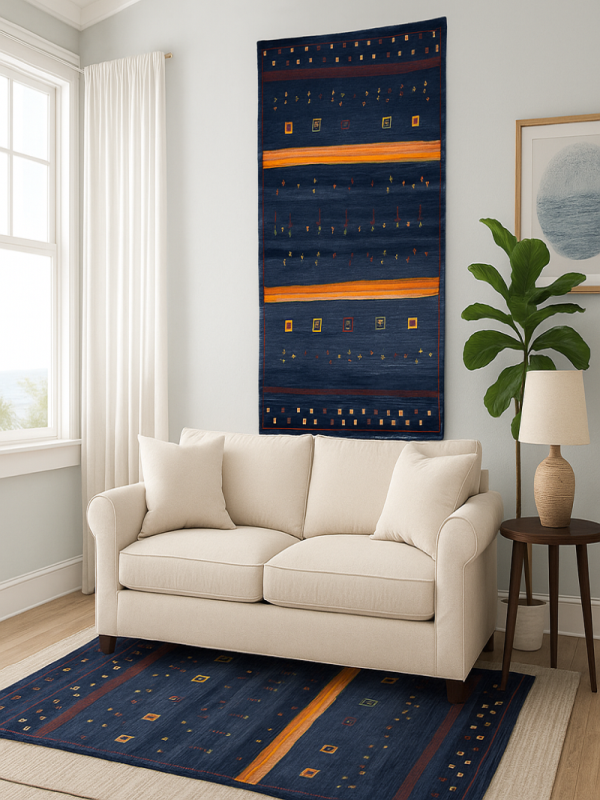 gabbeh floral bleu marine – tapis persan fait main en laine – 180 × 250 cm gabbeh floral bleu marine – tapis persan fait main en laine – 180 × 250 cm