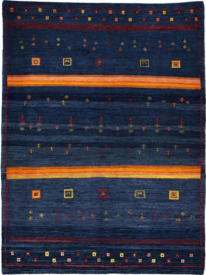 gabbeh floral bleu marine – tapis persan fait main en laine – 180 × 250 cm