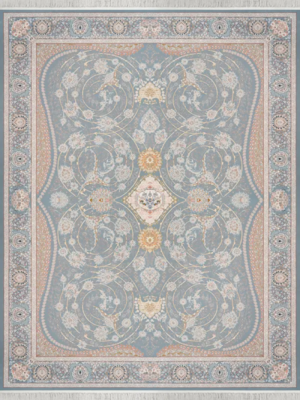 tapis design katrina – bleu (5′ x 7′) – design moderne et traditionnel – bleu