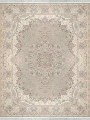 mahnoor design rug (7′ x 10′ ) modern traditional design – light grey