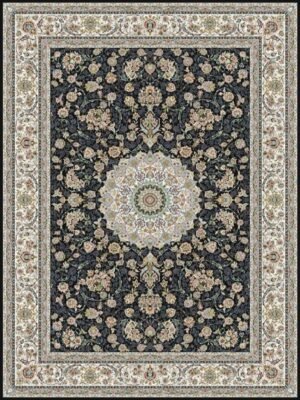 paradise design – persian machine made rug | 5x7 ft | navy blue