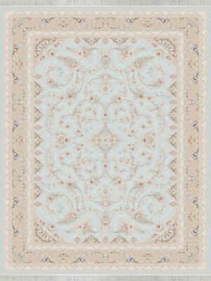 afsan saba design rug – 1200 reeds elegant isfahan style pattern – silver | 7×10 ft (2×3 m)
