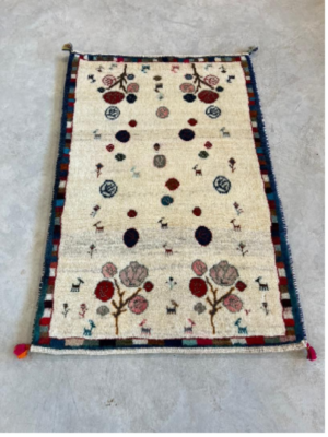 gray floral gabbeh 2 x 5 ft persian handmade wool rug